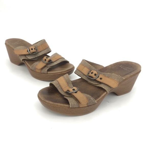 Dansko Jessie Comfort Sandal Slip On Slide Leather Tan - Picture 3 of 8